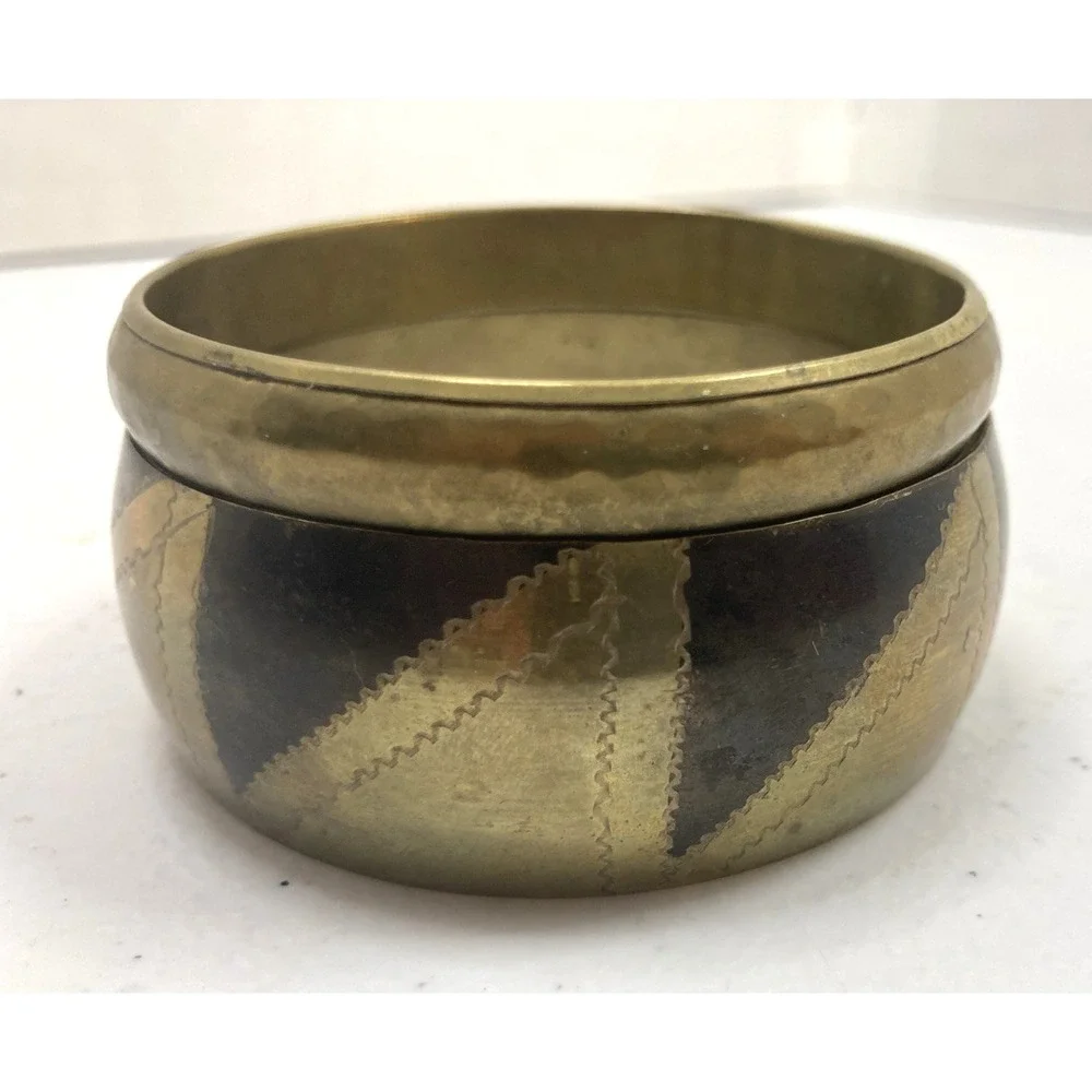 Pair‎ Of Vtg Brass Stackable Bangle Bracelet Boho Tribal Hammered Metal